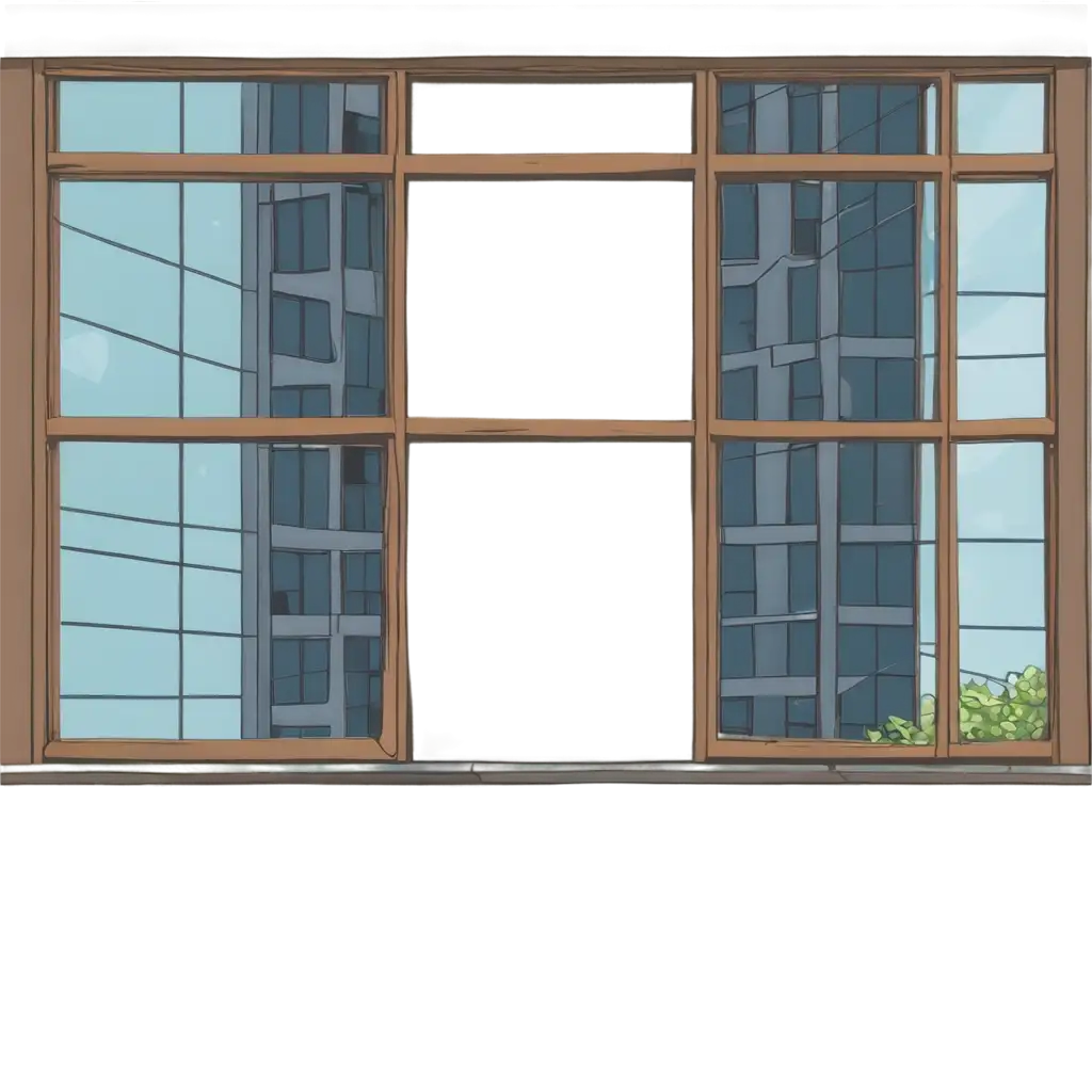 2D-Vector-Style-PNG-Illustration-of-a-Street-View-Through-a-Window-High-Quality-Transparent-Background