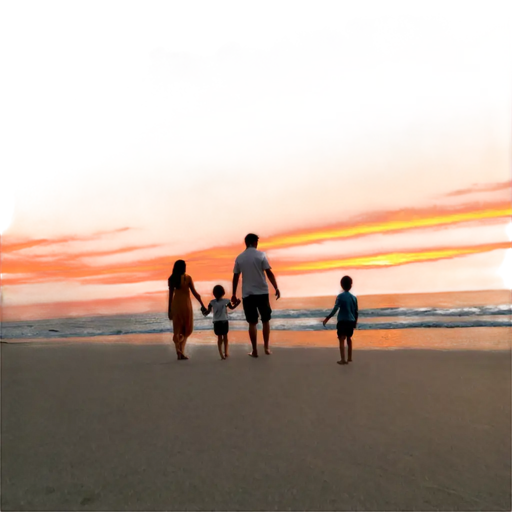 family beach sunset