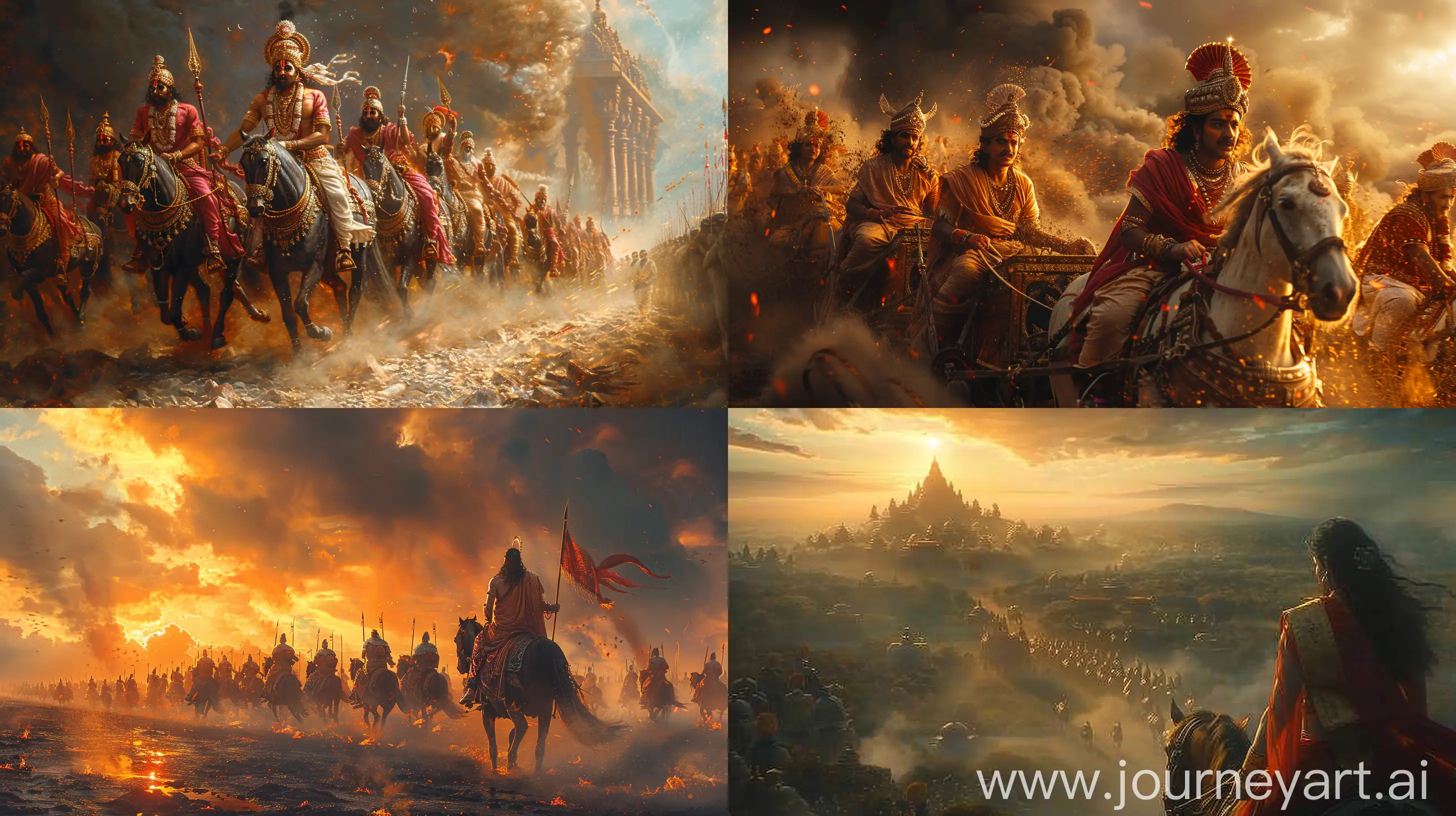 Lord-Krishna-Leading-Arjun-in-Kurukshetra-Battle-Scene-with-Chariots-and-Warriors
