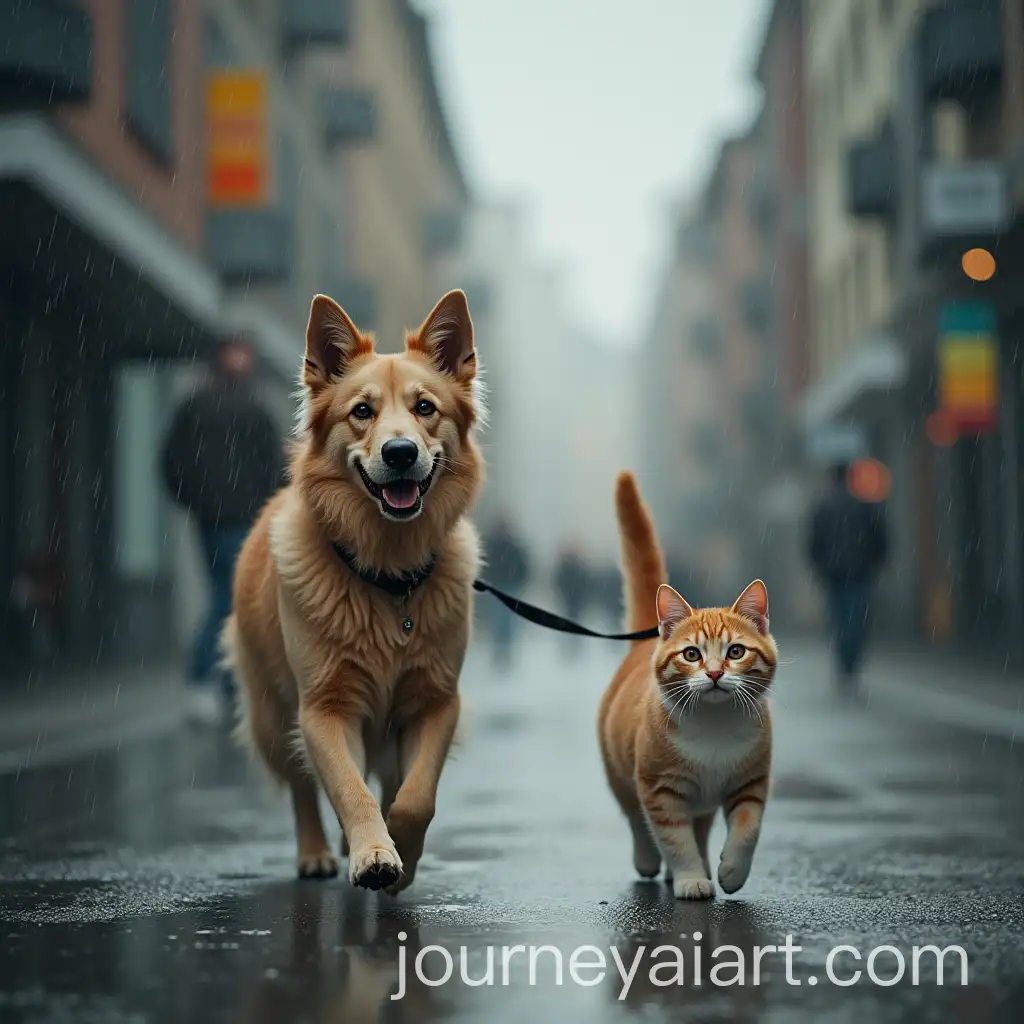 Cat-and-Dog-Walking-Together-in-the-Rain