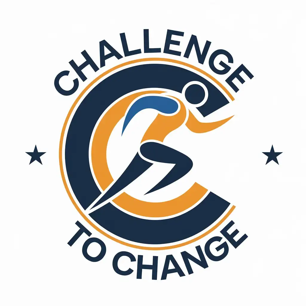 a vector logo design,with the text "Challenge to Change", main symbol:Person in motion,Moderate,be used in Sports Fitness industry,clear background