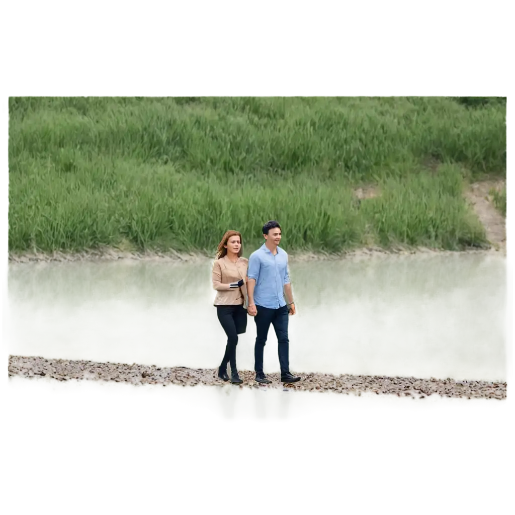 Couple-Walking-on-the-Riverbank-PNG-HighQuality-and-Versatile-Image-for-Your-Projects