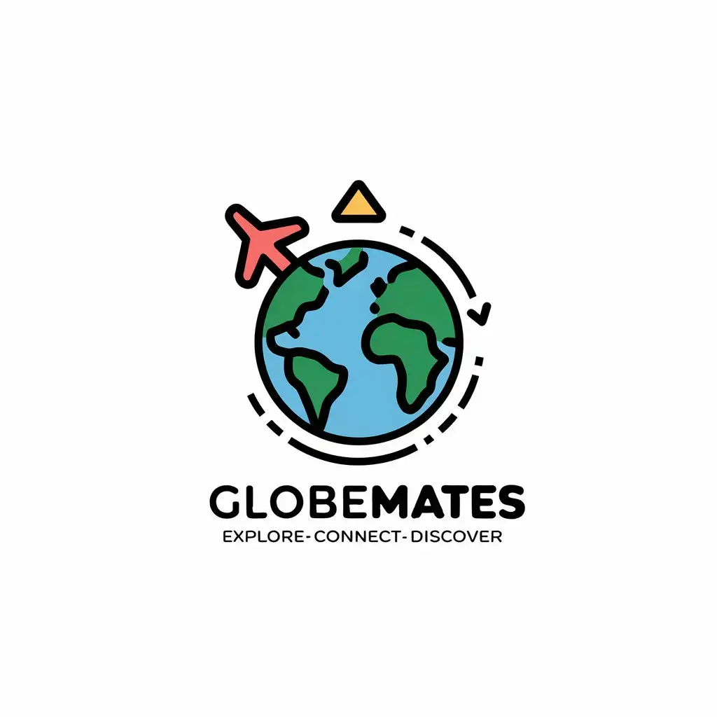 LOGO Design for GlobeMates ExploreConnectDiscover Earth with Plane and Circle Arrow for Travel Industry