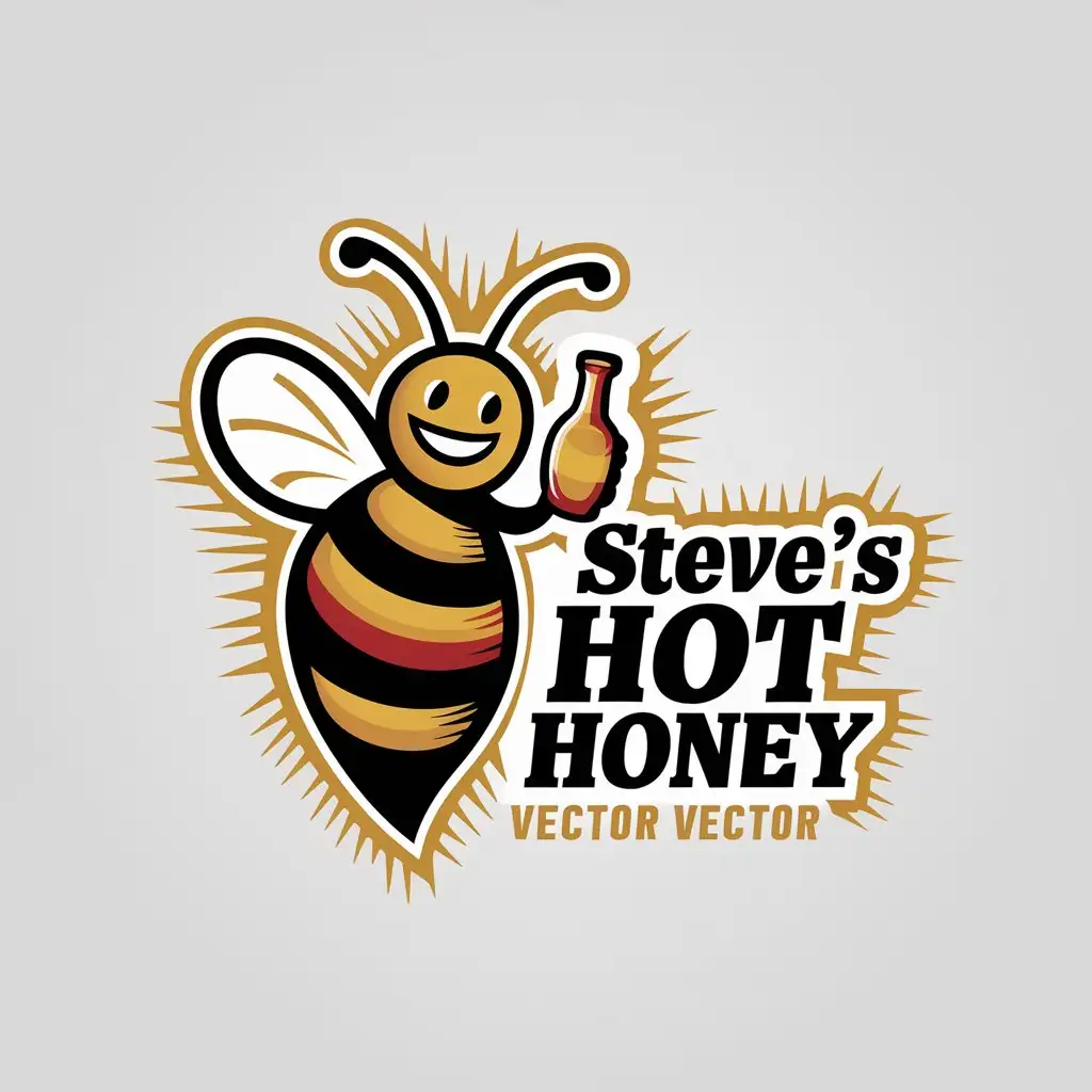 LOGO Design for Steves Hot Honey Vibrant Red Gold with NatureInspired Elements on White Background