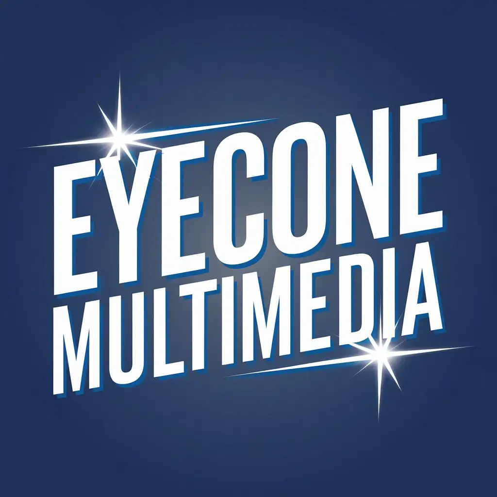 make logo with the name " EYECONE MULTIMEDIA " THIS IS EDUCATION PROVIDE AND MAKE SHINE ING TEXT EFFECTS 