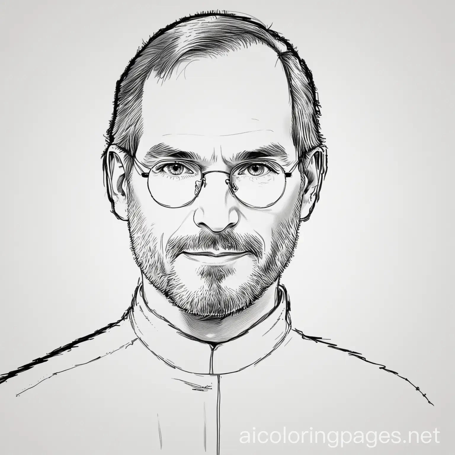 Childrens-Coloring-Page-of-Steve-Jobs-Simple-Line-Art-on-White-Background