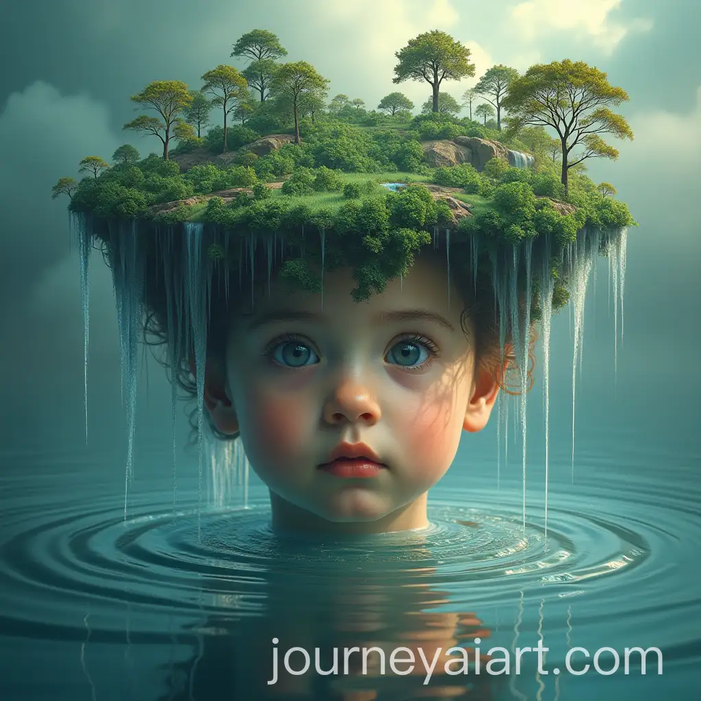 Dreamy-Child-Dissolving-into-Fantasy-Landscape-with-Floating-Islands-and-Waterfalls