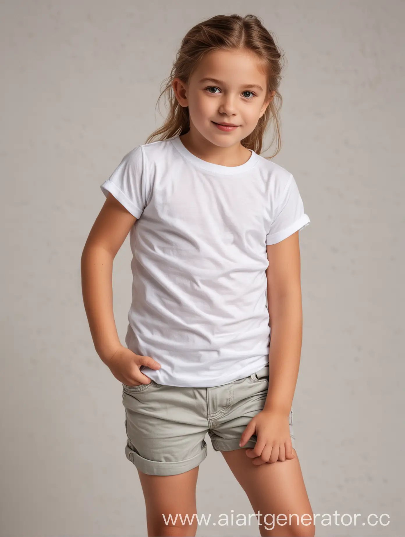 Young-Girl-in-White-TShirt-and-Shorts-Outdoor-Play