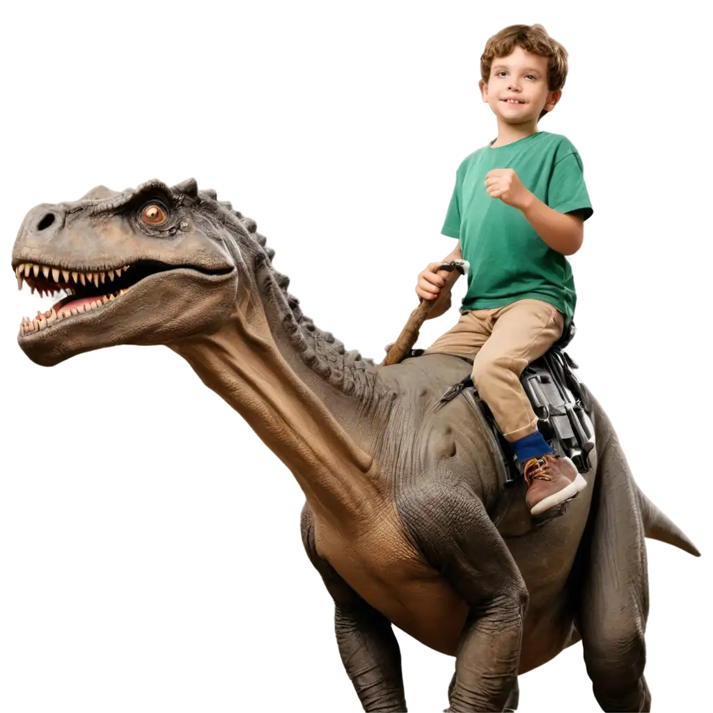 PNG-Image-of-a-4YearOld-Boy-Riding-a-Tyrannosaurus-Rex-Playful-Fantasy-Artwork