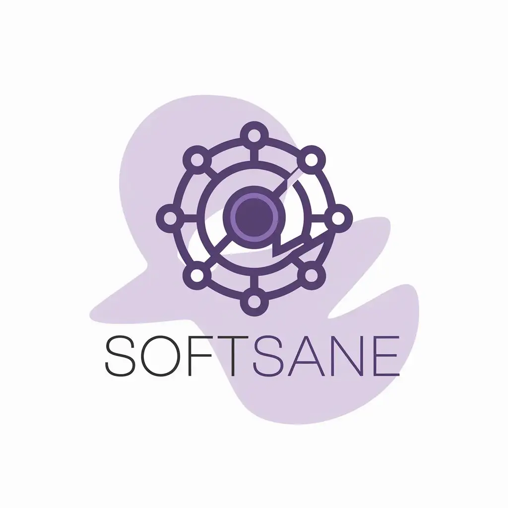 LOGO Design for Softsane Minimalistic Purple InternetThemed Vector with Fancy Elements