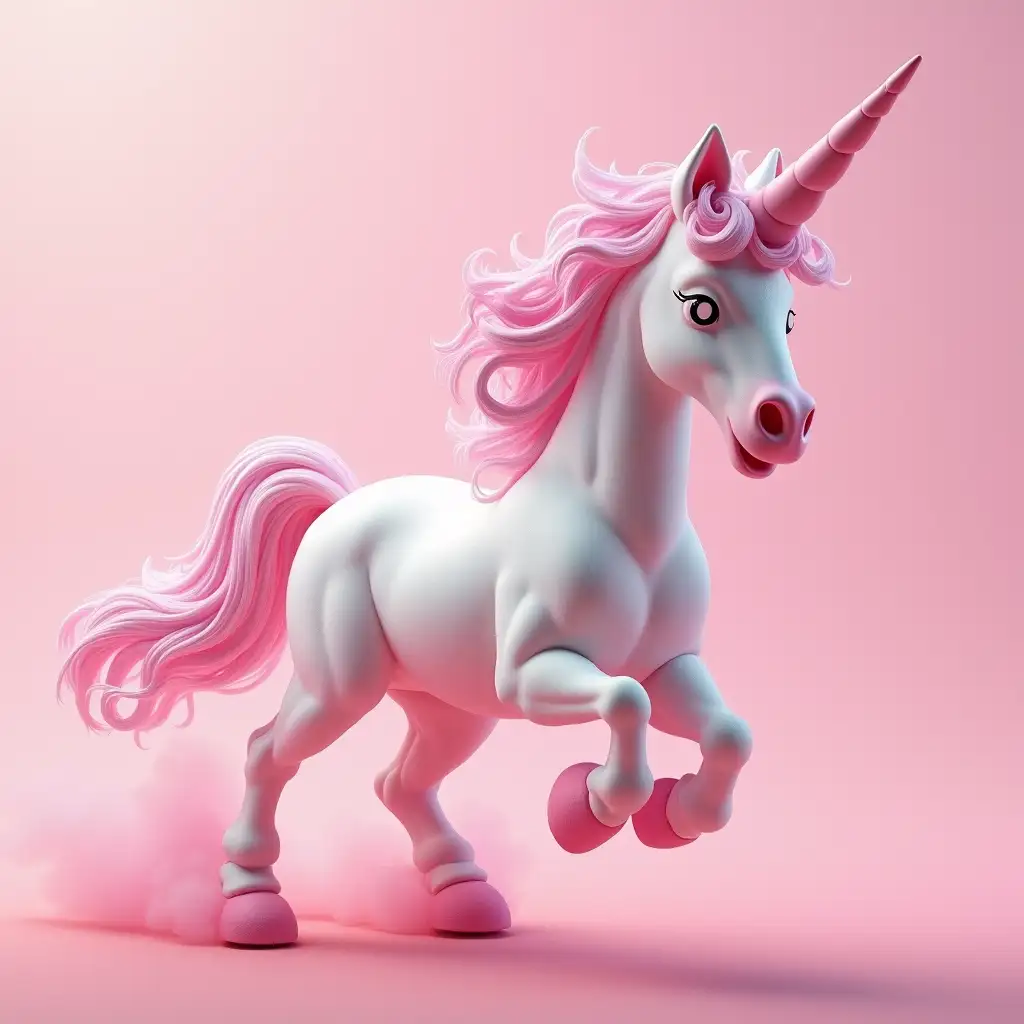 UNICORN IN RUNNING WITH PINK COLOR