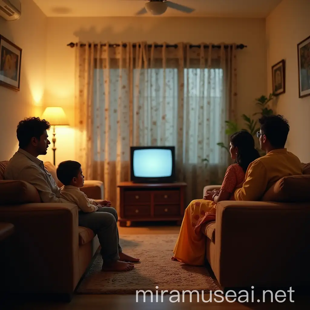 Cozy Indian Family Bonding Over TV Time