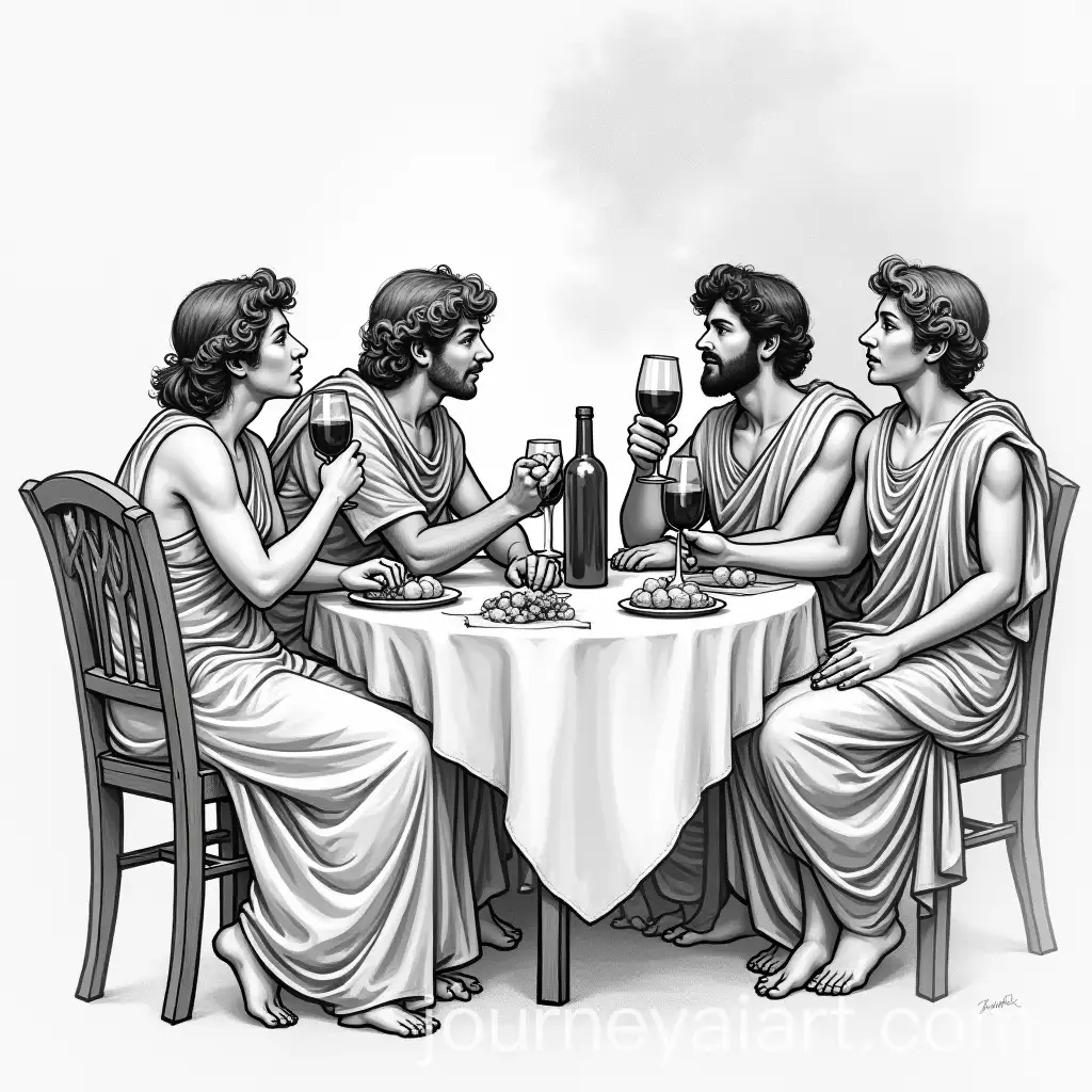 Roman-Mythological-Scene-of-People-Enjoying-Wine-in-Michelangelos-Sketch-Style