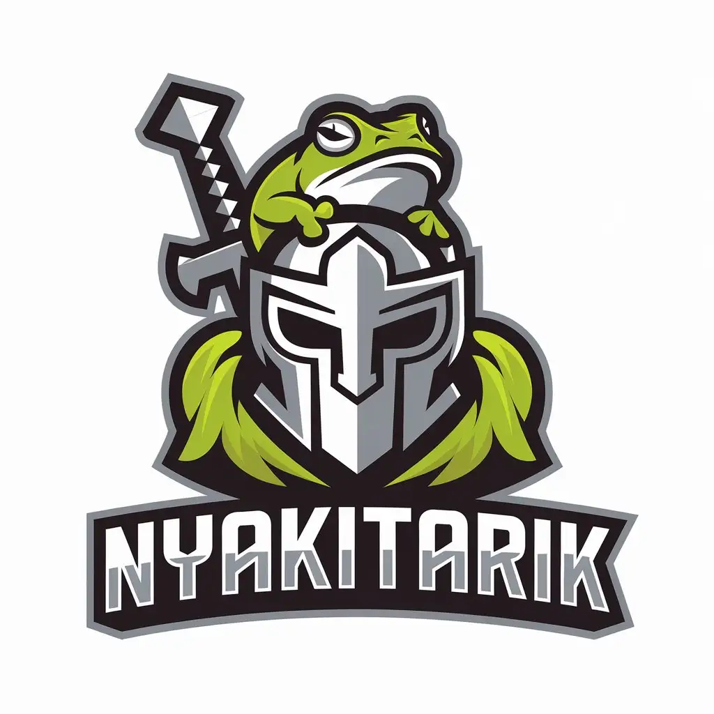 LOGO-Design-for-Nyakitarik-Vector-Logo-Featuring-a-Frog-on-a-Helmet-with-Sword