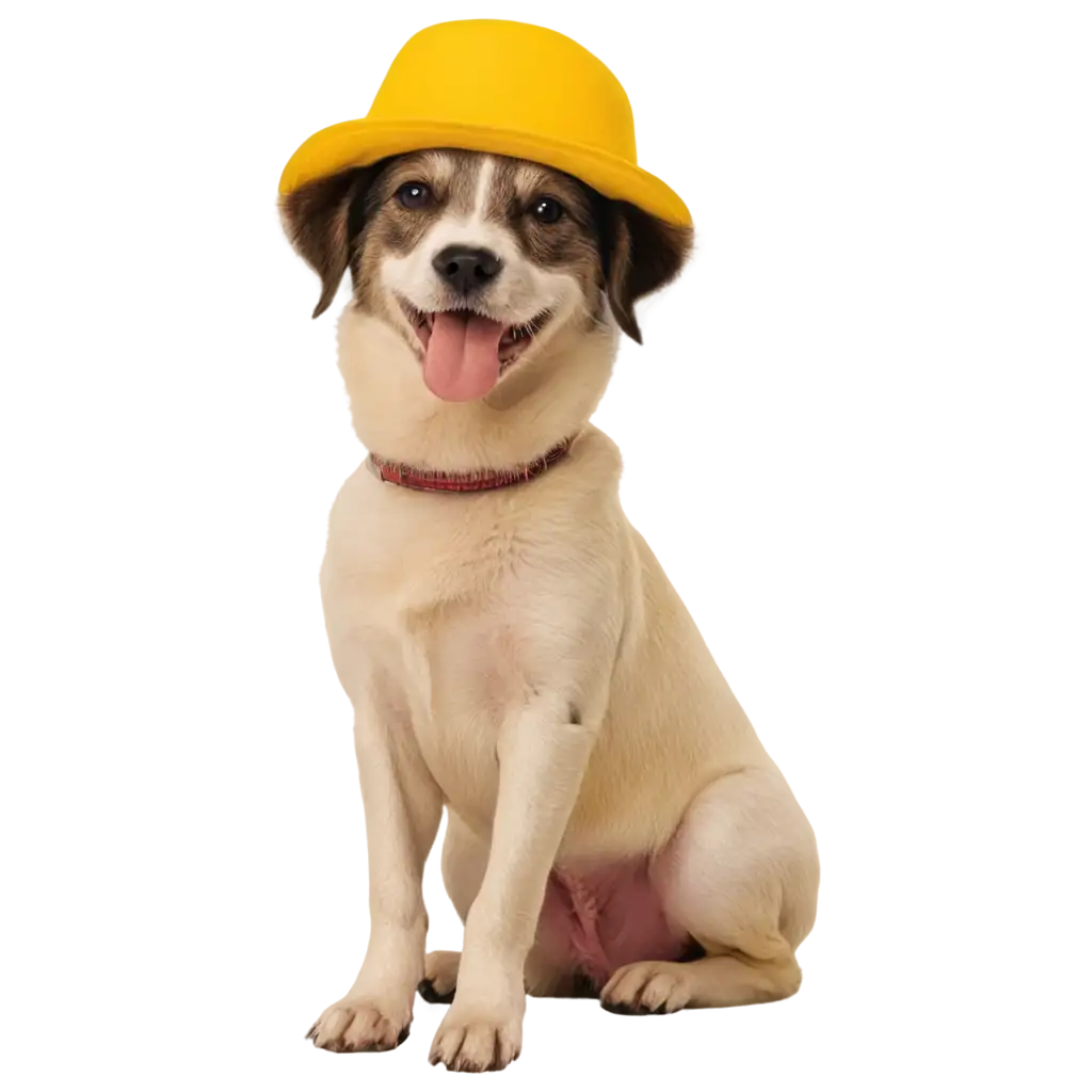 Happy-Dog-in-Yellow-Panama-PNG-HighQuality-Transparent-Image-for-Versatile-Use