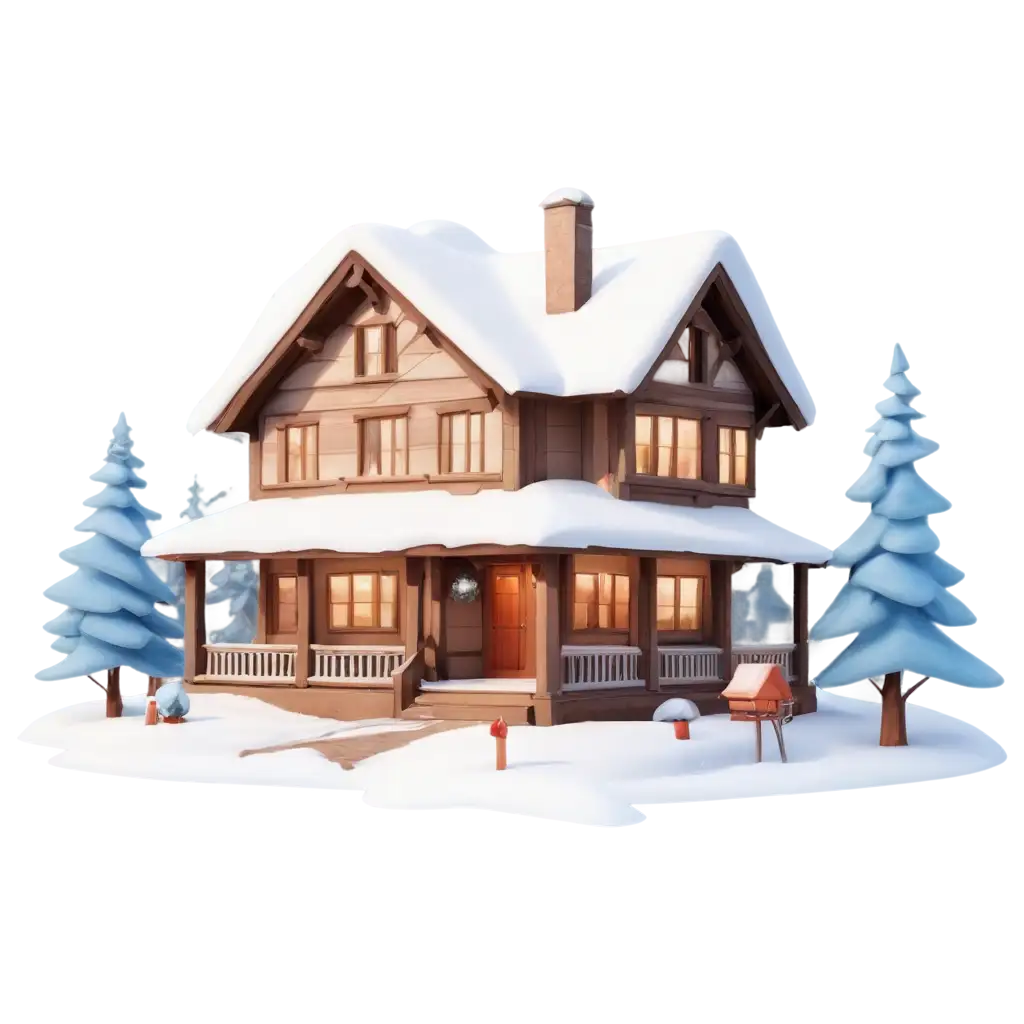 Charming-3D-Sweet-Country-House-Snow-New-Year-Light-PNG-Image-Perfect-for-Digital-Art-and-Seasonal-Projects