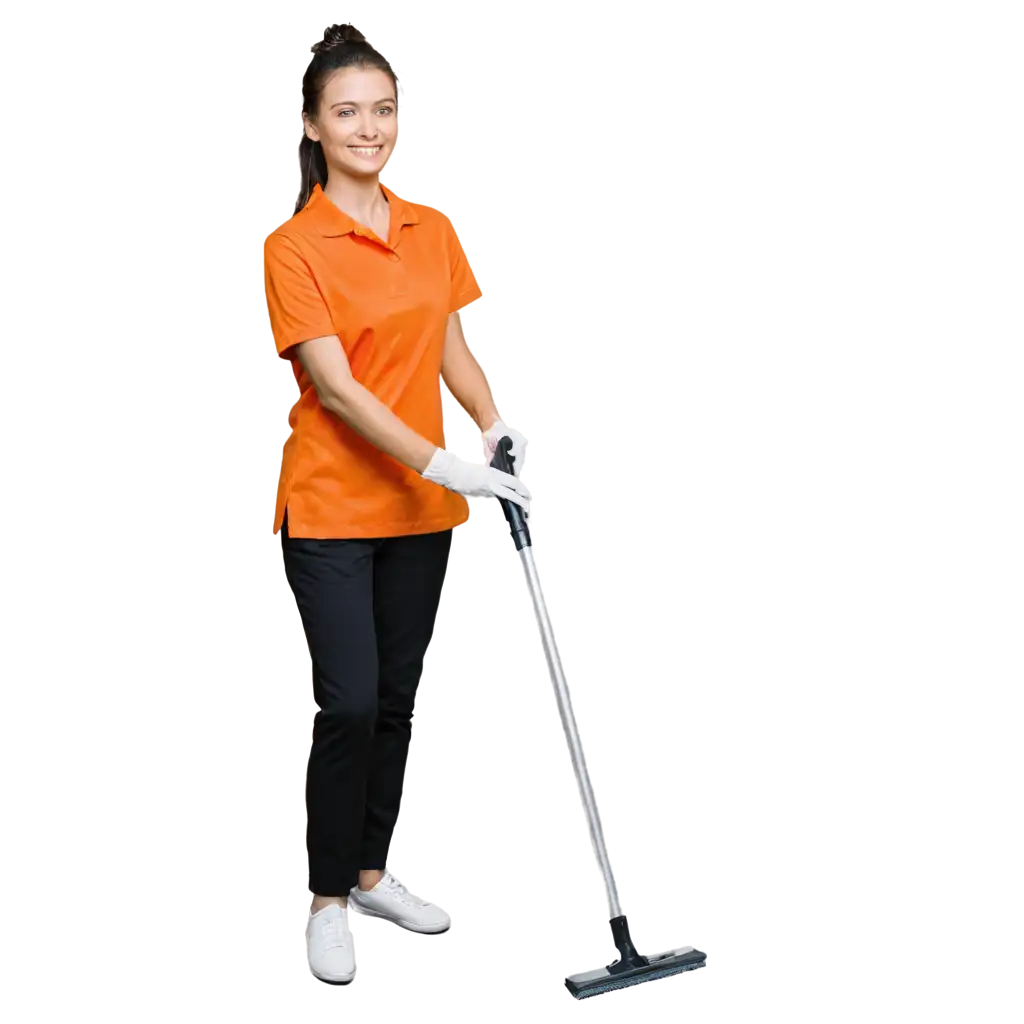 Home Cleaning Service with Orange Uniform