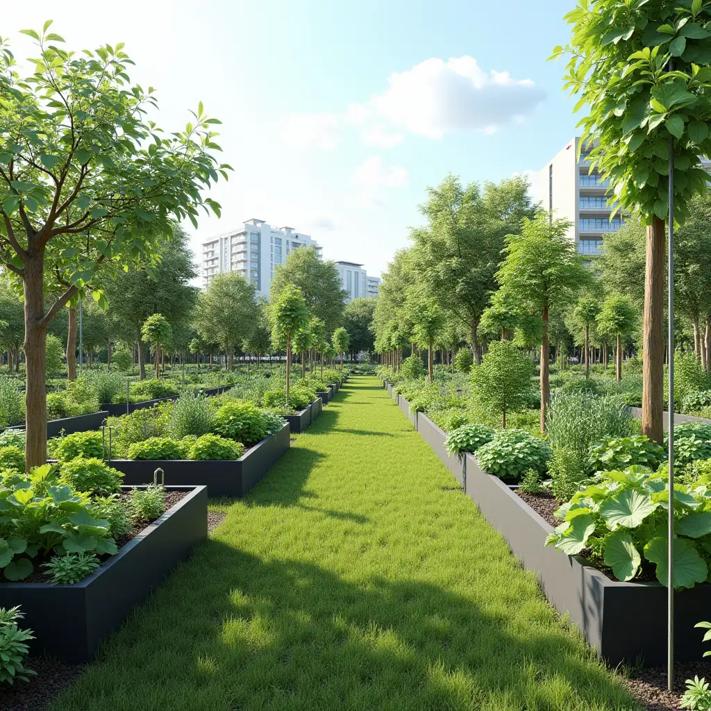 Wheelchair-Accessible-Urban-Farming-Garden-with-Vining-Vegetables-and-Fruit-Trees