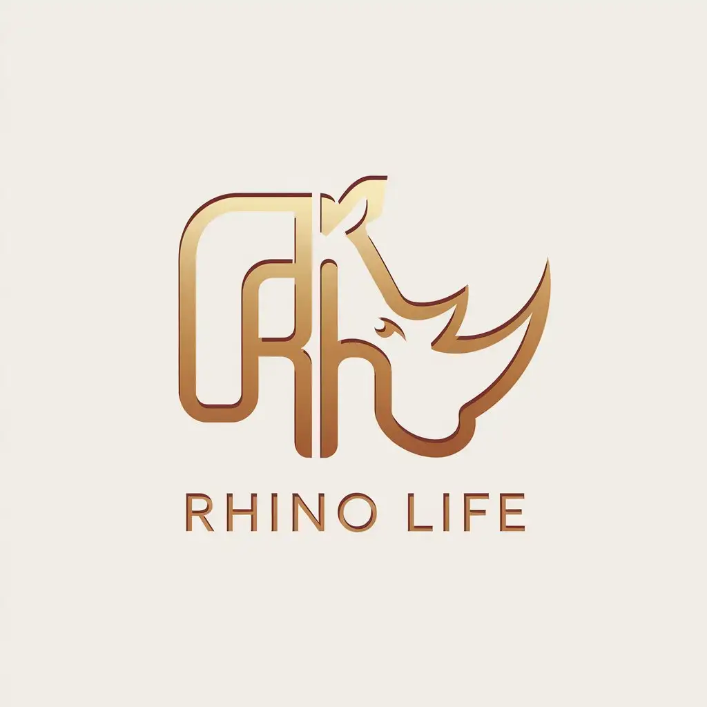 LOGO-Design-for-Rhino-Life-Warm-Ivory-and-White-with-Rhino-Head-and-Horn-Theme