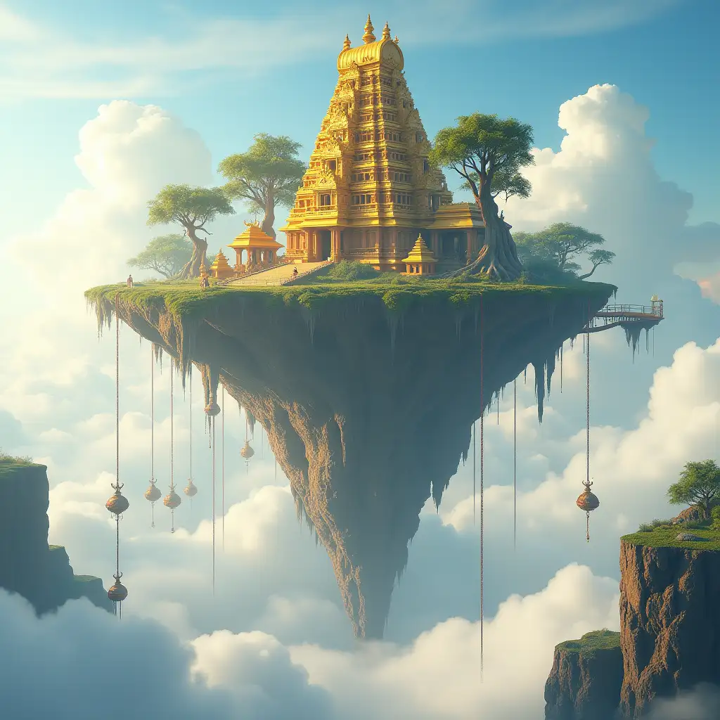 Ancient-Hindu-Temple-Suspended-Beneath-Floating-Island