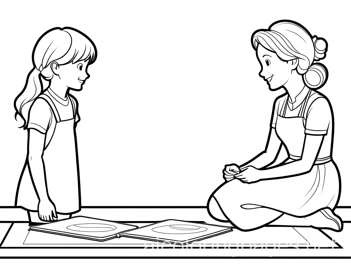 Mother-and-Daughter-Coloring-Together-in-Simple-Line-Art