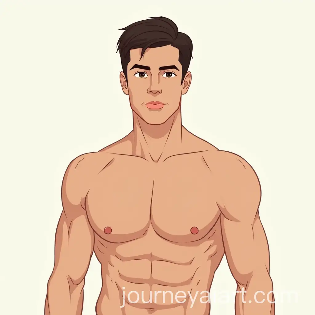 Brunette-Man-with-Athletic-Build-Standing-BareChested