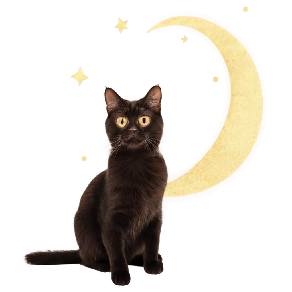 Gato-na-Lua-PNG-Image-Captivating-Feline-on-the-Moon