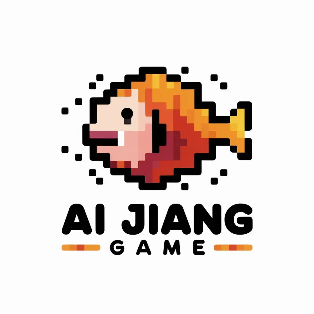 LOGO-Design-For-AI-JIANG-GAME-Cartoon-Style-with-Pixelated-Fish