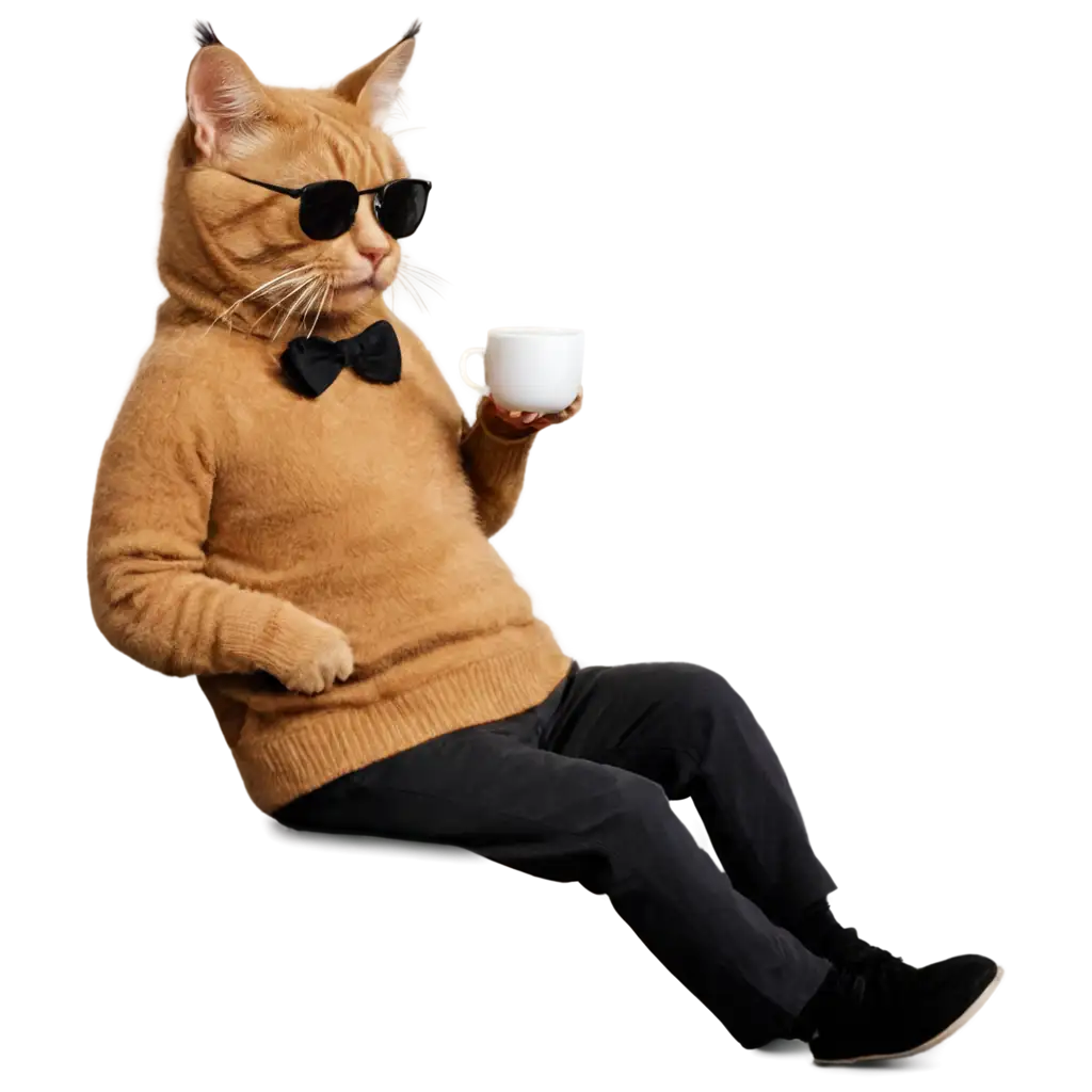 PNG-Image-Stylish-Cat-with-Sunglasses-Sipping-Coffee-from-a-Glass