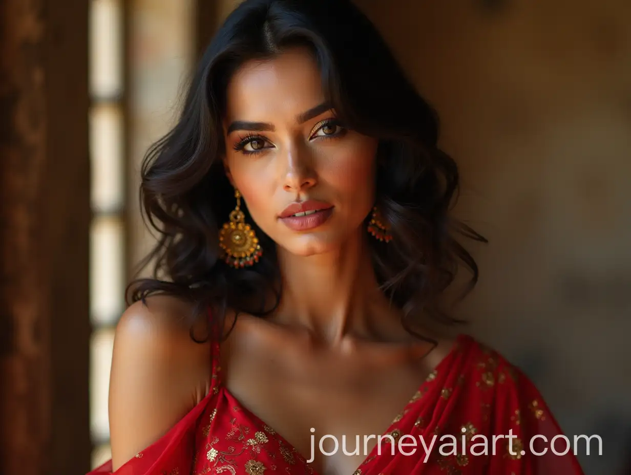 Glamorous-Indian-Woman-Fashion-Portrait-with-MidLength-Hair