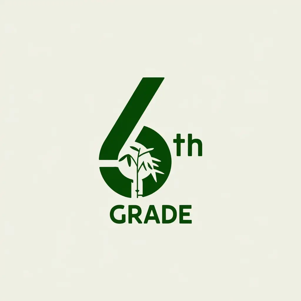 a vector logo design,with the text "6th grade", main symbol:6th grade, bamboo, simple, light color,Minimalistic,be used in Education industry,clear background