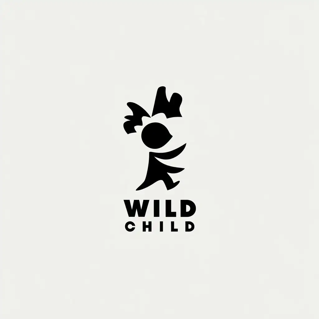 a vector logo design,with the text "wild child", main symbol:small child,Minimalistic,clear background