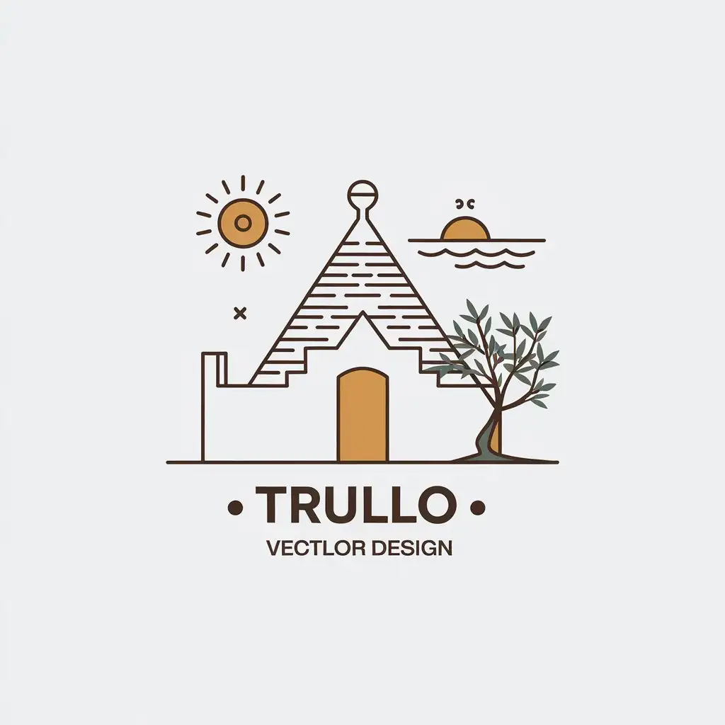 LOGO-Design-for-Trullo-Travel-Minimalistic-Symbol-with-Sun-Sea-and-Olive-Tree