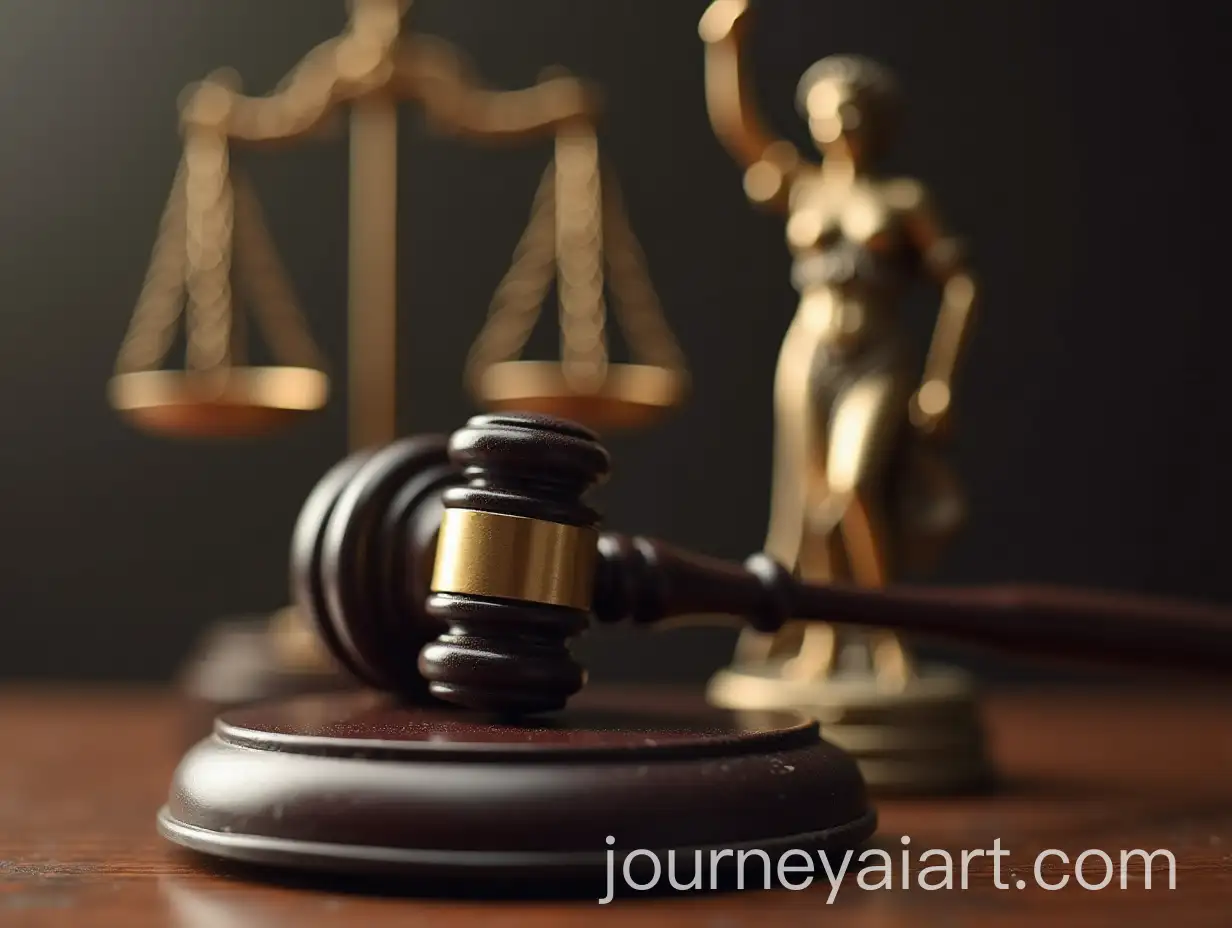 Closeup-of-Judges-Hammer-and-Themis-Figurine-in-Courtroom-Setting