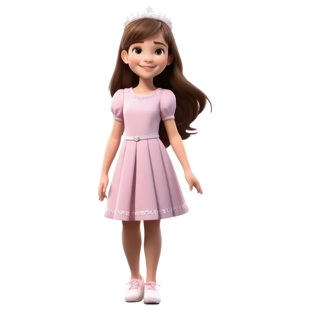 3D-PNG-Character-Smiling-Princess-in-Pink-Royalty-Dress-and-Crystal-Shoes