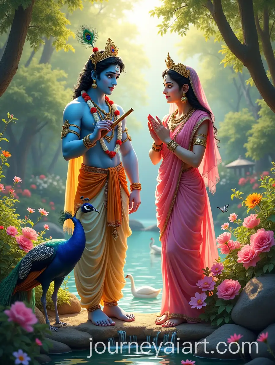 Krishna-and-Radha-in-a-Tranquil-Garden-with-Divine-Love-and-Serenity