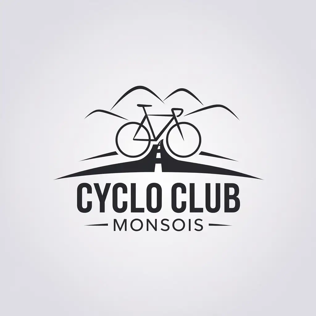 LOGO Design For Cyclo Club Monsois Bicycle on Road with Minimalistic Design