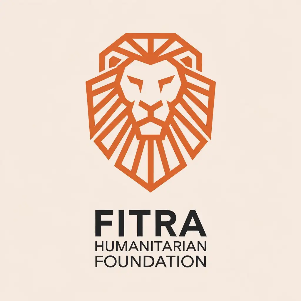 a vector logo design,with the text "Fitra Humanitarian Foundation", main symbol:León,Minimalistic,be used in Human rights industry,clear background