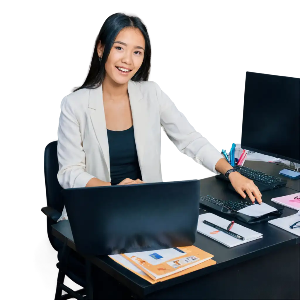 25YearOld-Indonesian-Woman-PNG-Image-Vibrant-and-Focused-at-Work