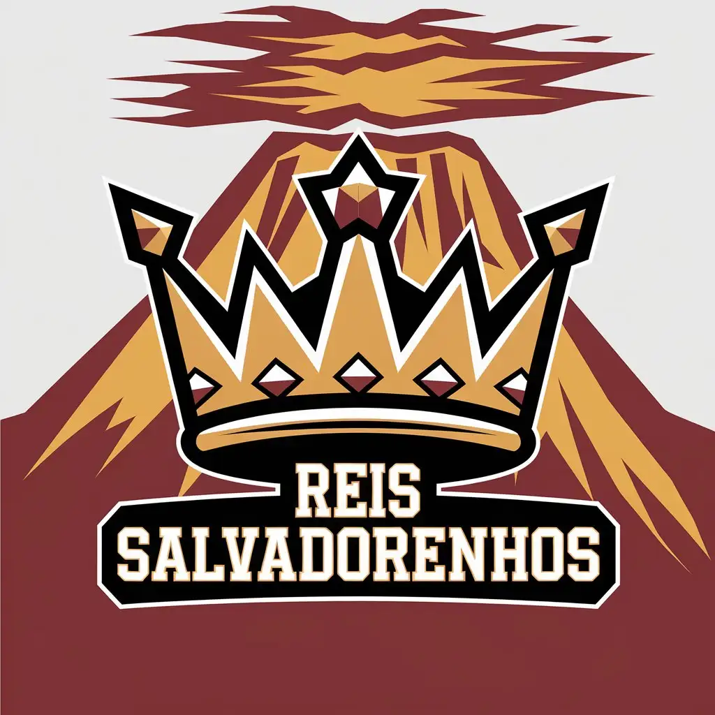 LOGO Design for Reis Salvadorenhos Crown with Volcano Symbol and Clear Background