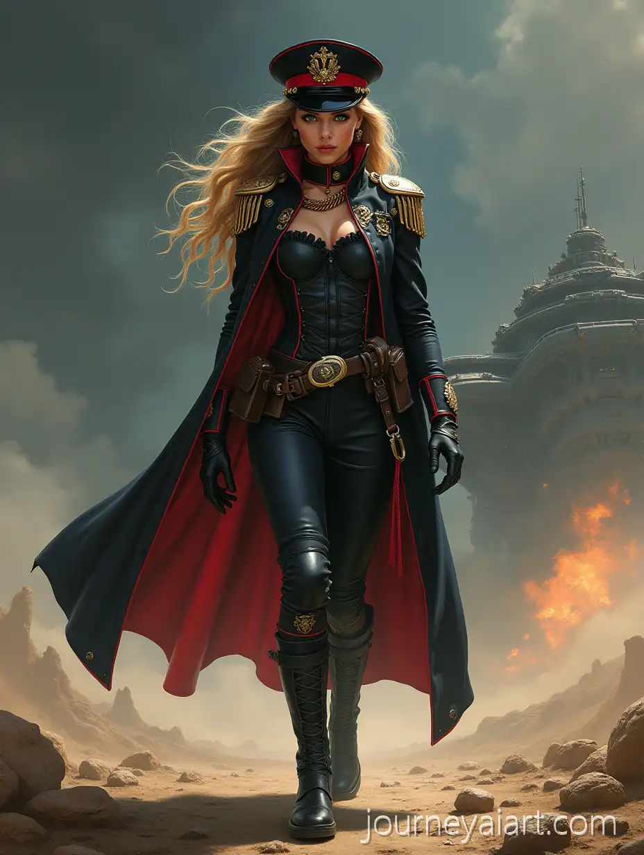 Young-Cara-Delevingne-as-Warhammer-40000-OfficerAI-Image-Prompt-Expansion-in-Space-Battleship-Setting