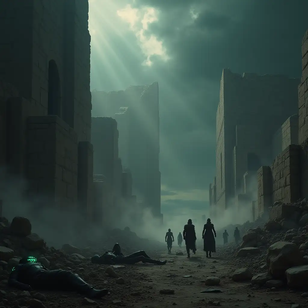 Mysterious-Battle-in-a-Crumbling-Ancient-Cityscape