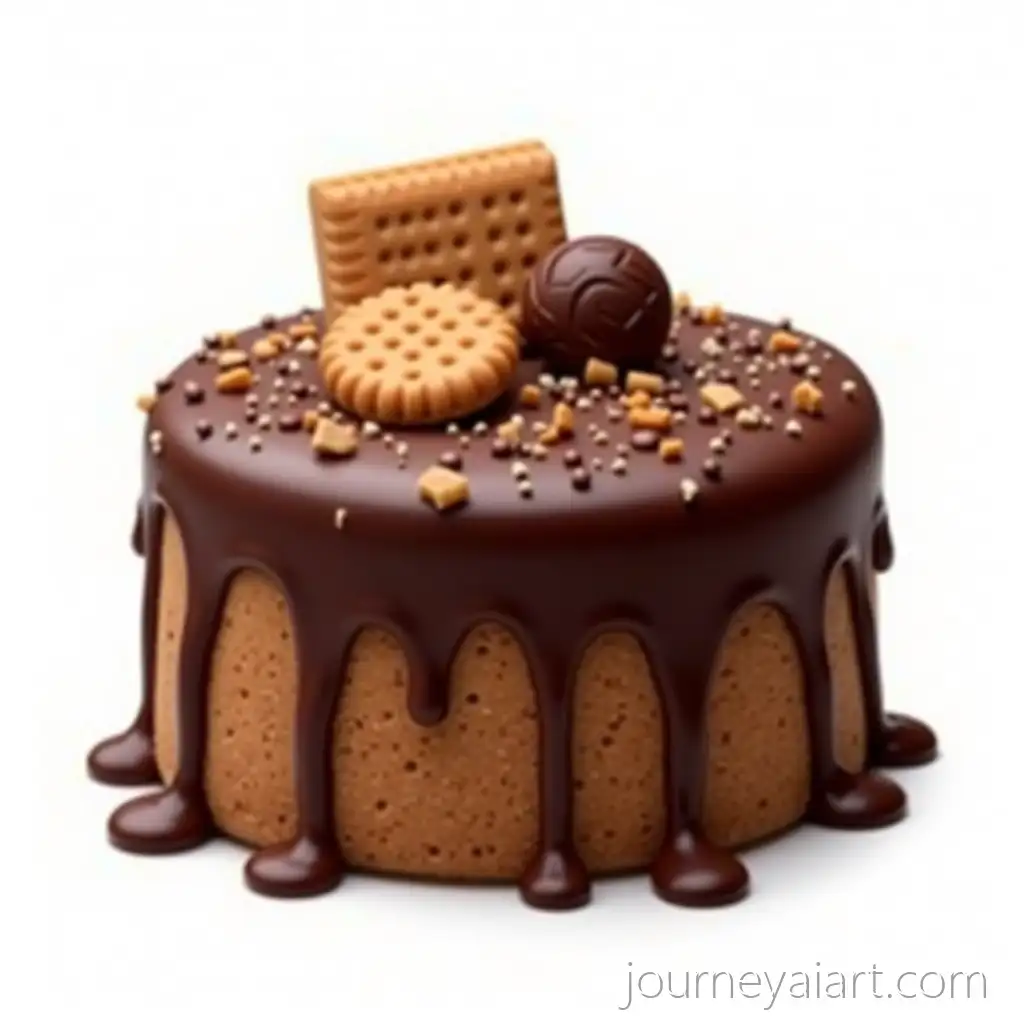 Realistic-Chocolate-Cake-with-Melting-Chocolate-and-Biscuit-Toppings