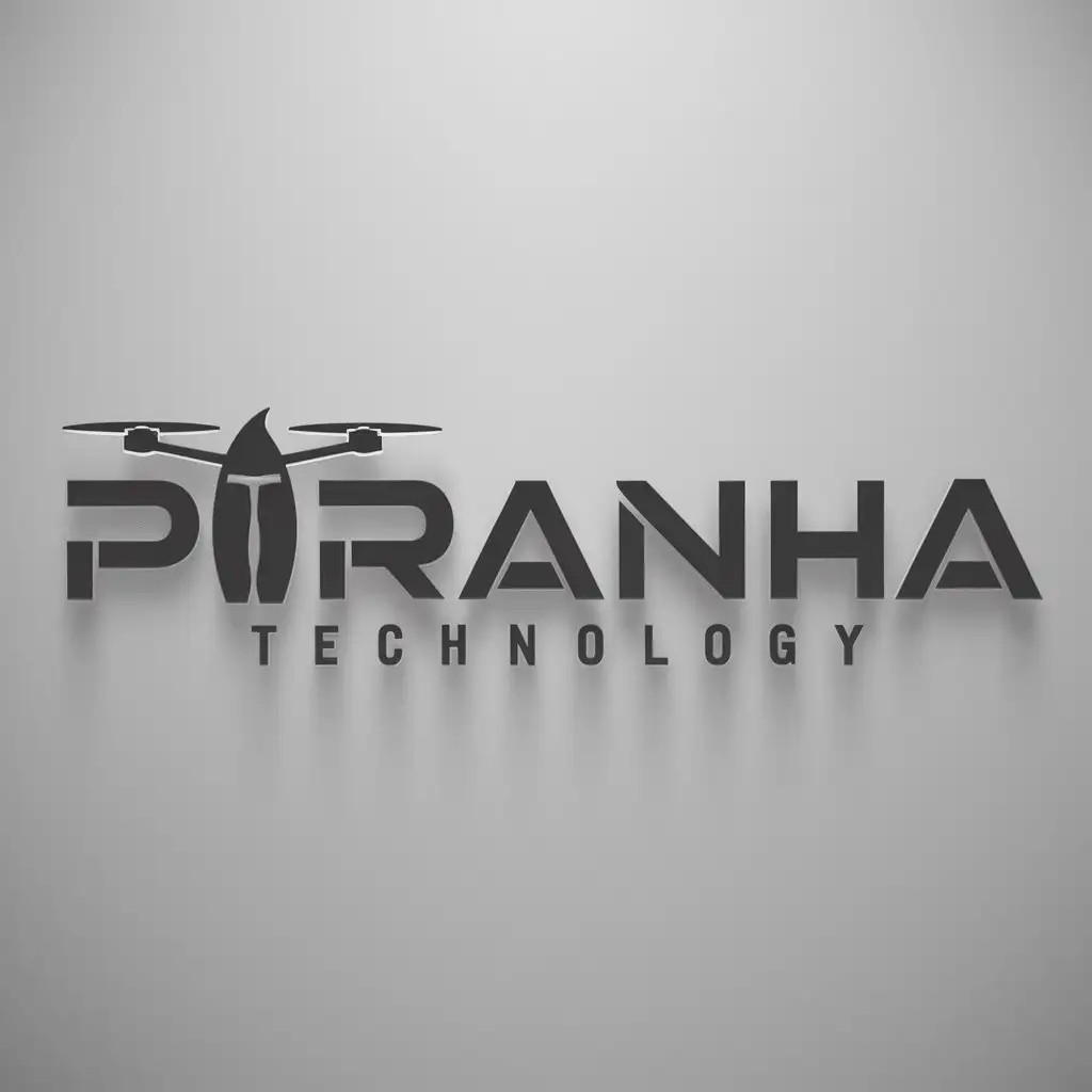 a logo design,with the text "Piranha", main symbol:Piranha drones,Moderate,be used in Technology industry,clear background