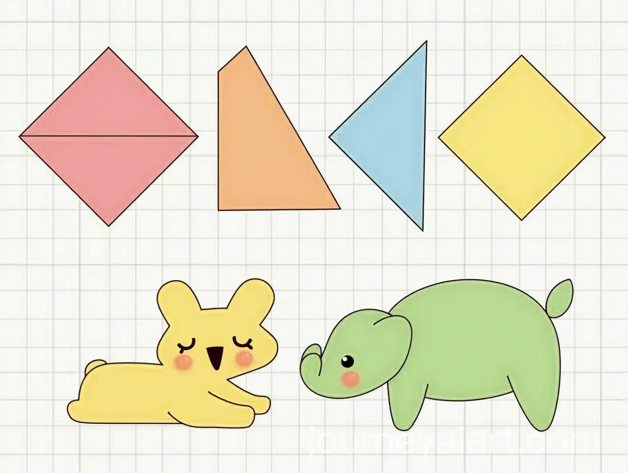 Primary-School-Math-Homework-with-Geometric-Shapes-on-Grid-Paper