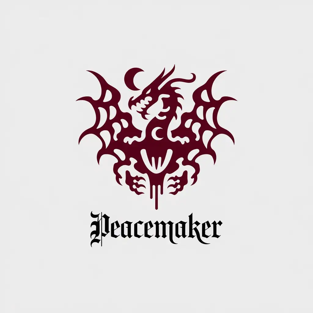 LOGO Design for Peacemaker Dark Red Dragon Moon with Gothic Elements