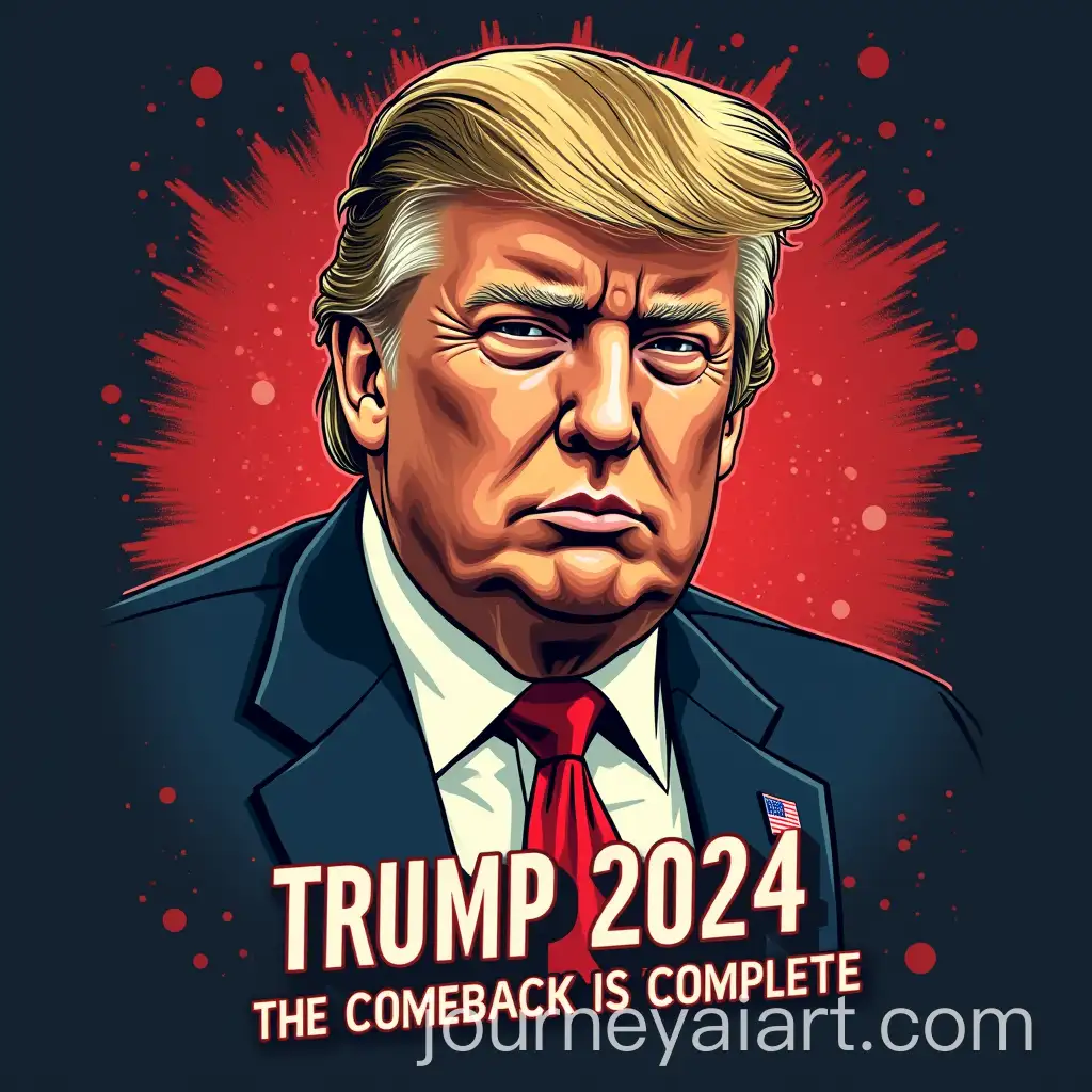 Retro-Gangsta-Donald-Trump-TShirt-Design-with-Trump-2024-The-Comeback-is-Complete