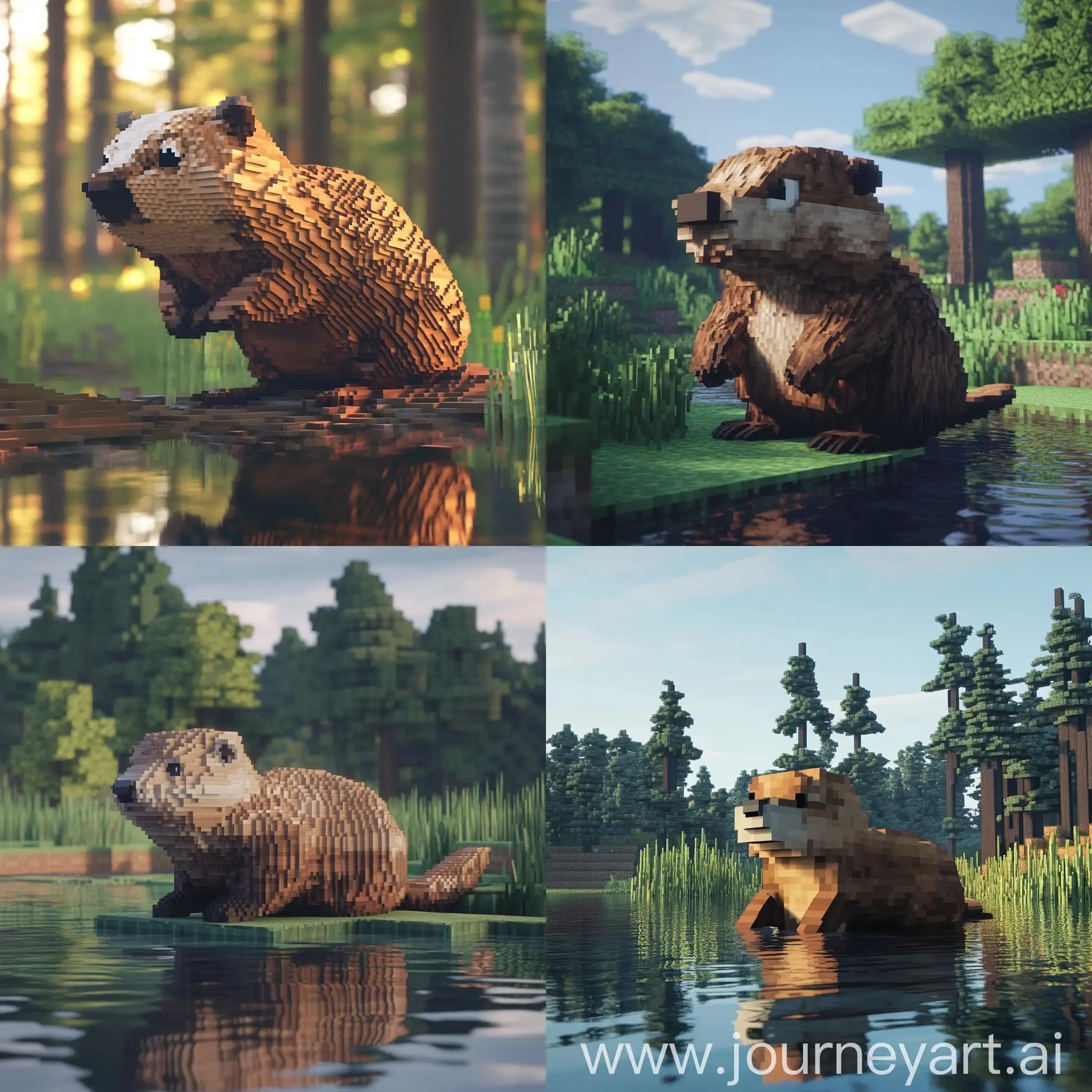 Minecraft-Style-Beaver-Crafting-in-Natural-Habitat