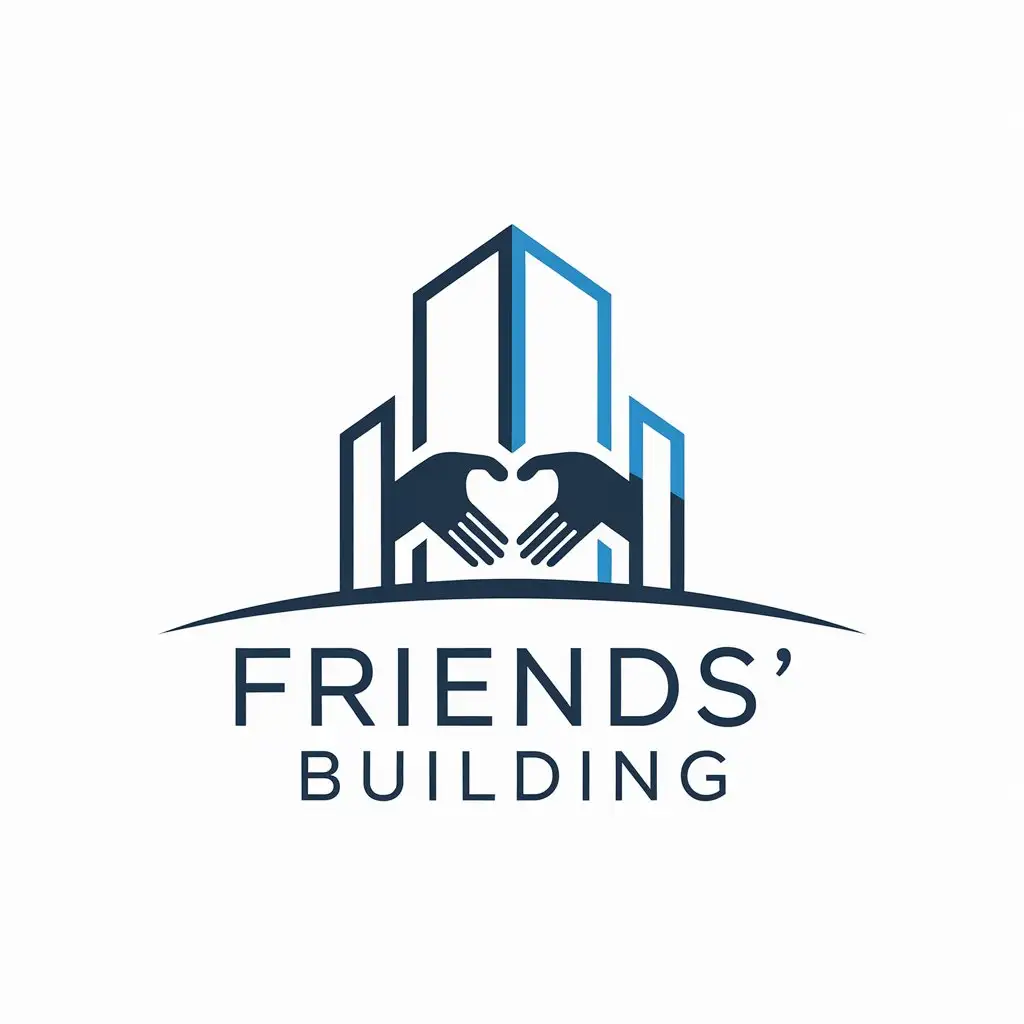 a vector logo design,with the text "friends' building", main symbol:building of the friends with idea of friendship,Moderate,be used in the family industry,clear background