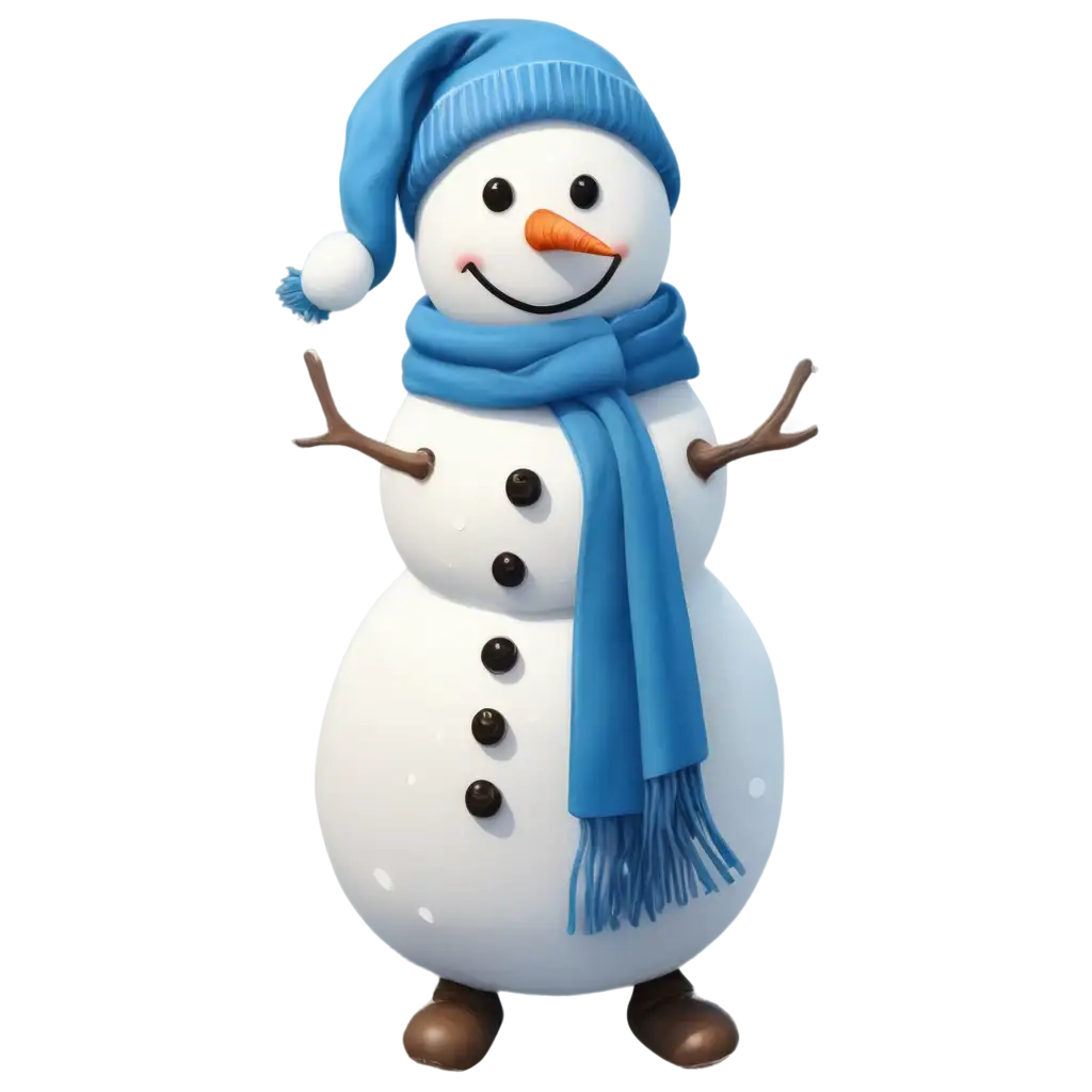 Realistic-Snowman-in-Blue-Scarf-PNG-Image-for-HighQuality-Design-Projects